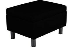 Jasper Leather Effect Footstool - Black